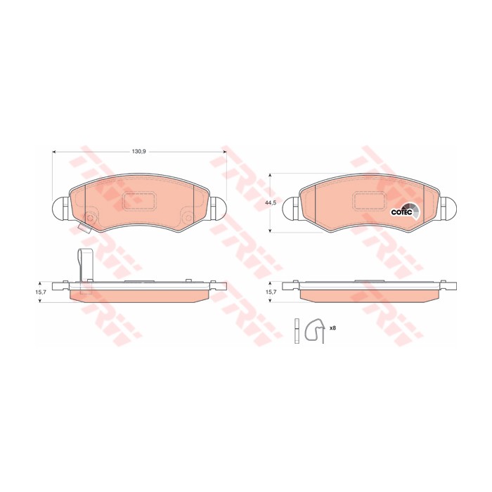 TRW COTEC Bremsbelagsatz, Scheibenbremse GDB3363