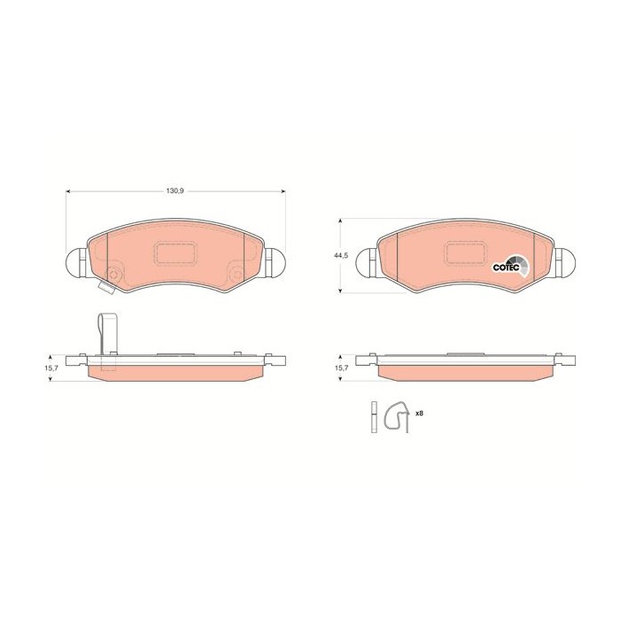 TRW COTEC Bremsbelagsatz, Scheibenbremse GDB3363