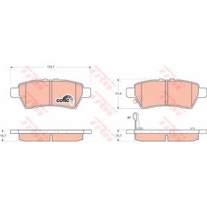 TRW COTEC Bremsbelagsatz, Scheibenbremse GDB3405