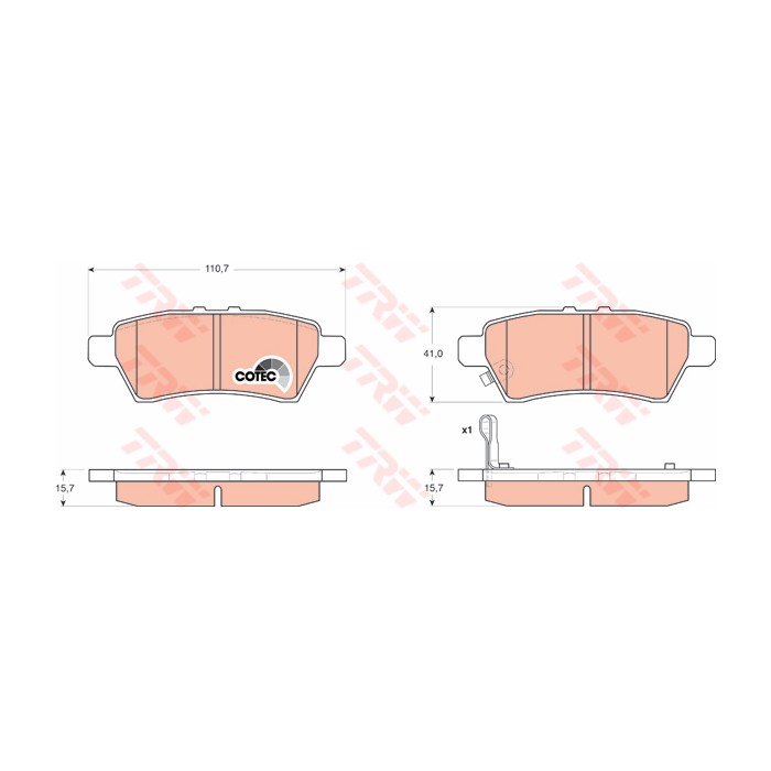 TRW COTEC Bremsbelagsatz, Scheibenbremse GDB3405
