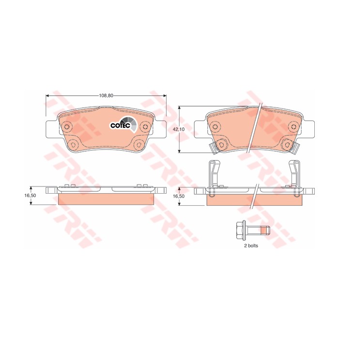 TRW COTEC Bremsbelagsatz, Scheibenbremse GDB3446