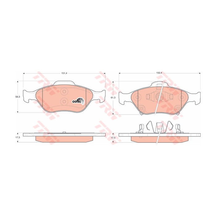 TRW COTEC Bremsbelagsatz, Scheibenbremse GDB3457