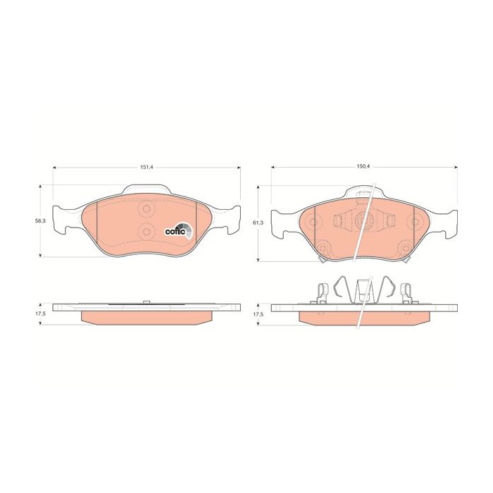 TRW COTEC Bremsbelagsatz, Scheibenbremse GDB3457