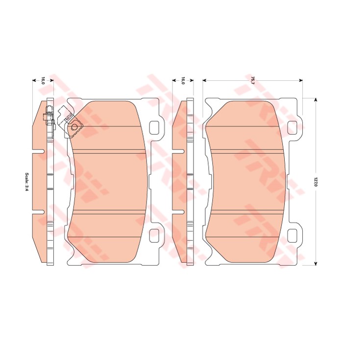 TRW COTEC Bremsbelagsatz, Scheibenbremse GDB3505