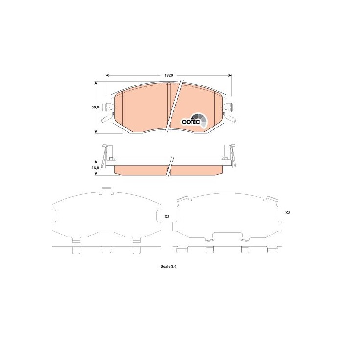 TRW COTEC Bremsbelagsatz, Scheibenbremse GDB3519