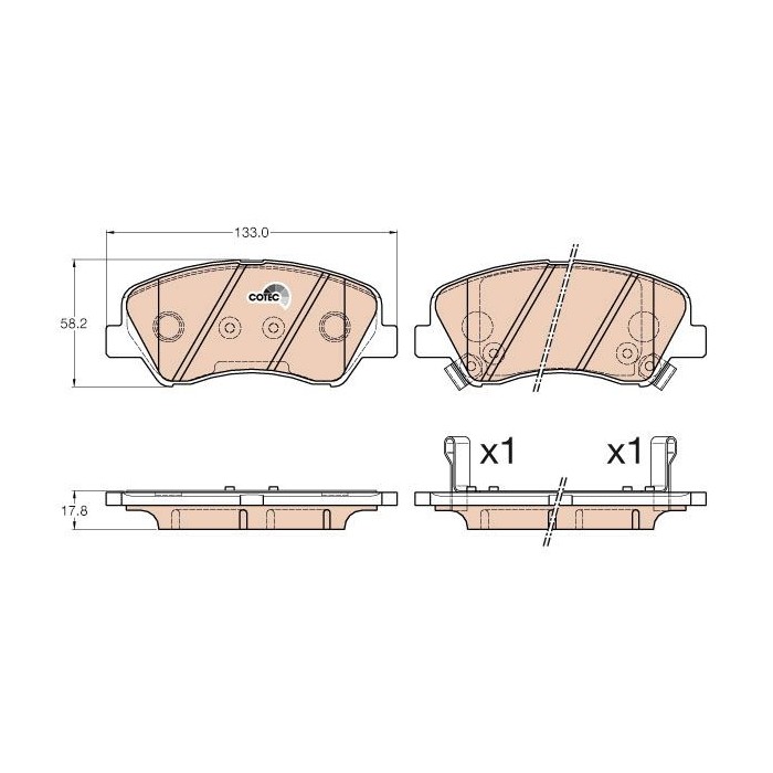 TRW COTEC Bremsbelagsatz, Scheibenbremse GDB3548