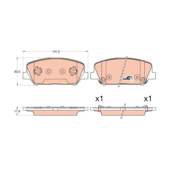 TRW COTEC Bremsbelagsatz, Scheibenbremse GDB3582