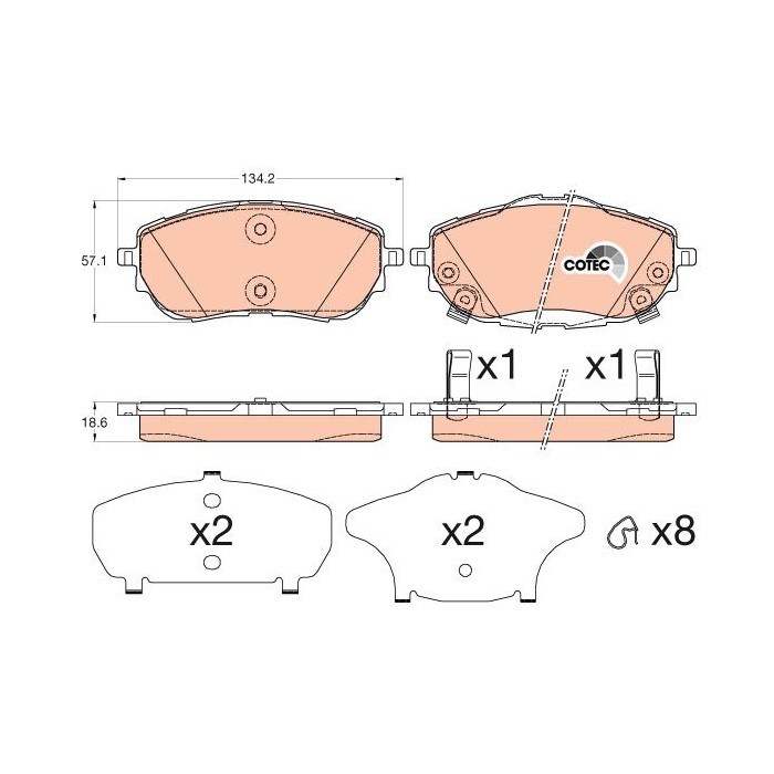 TRW COTEC Bremsbelagsatz, Scheibenbremse GDB3598