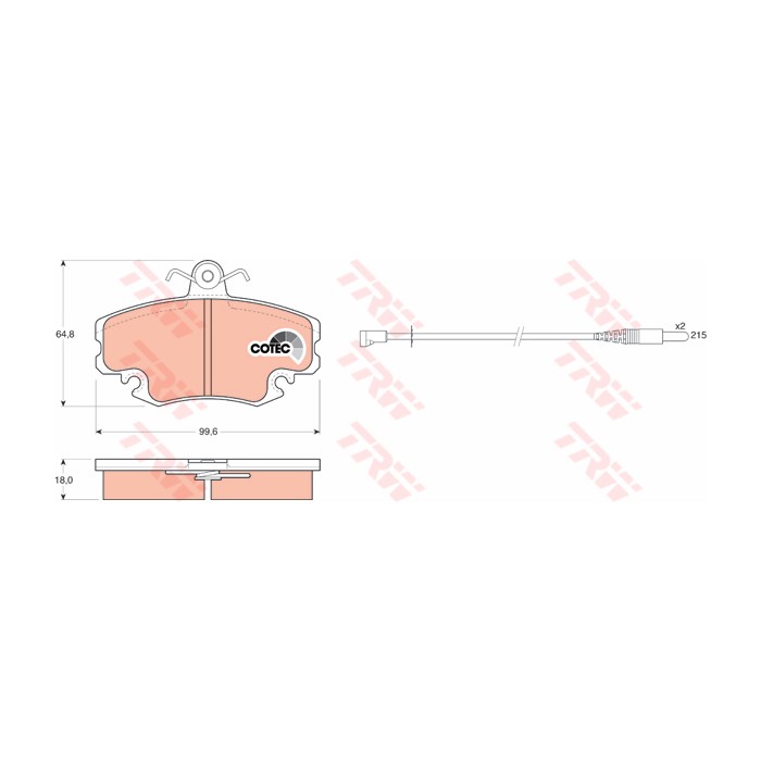 TRW COTEC Bremsbelagsatz, Scheibenbremse GDB400