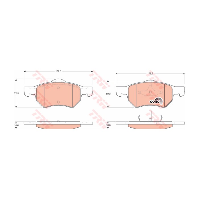 TRW COTEC Bremsbelagsatz, Scheibenbremse GDB4128