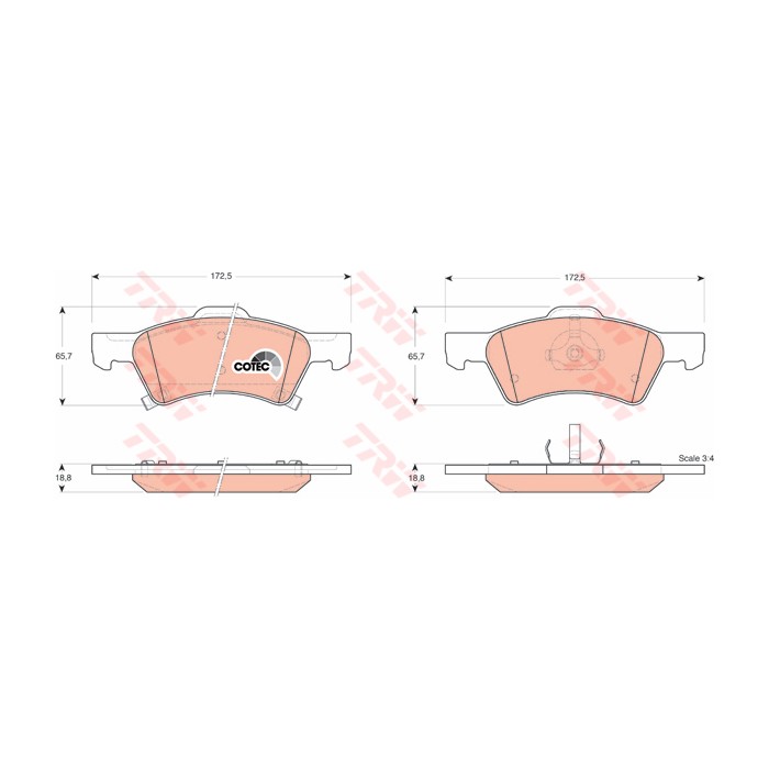 TRW COTEC Bremsbelagsatz, Scheibenbremse GDB4129
