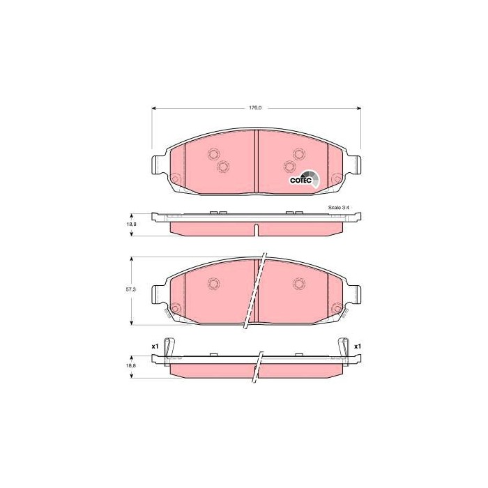 TRW COTEC Bremsbelagsatz, Scheibenbremse GDB4136