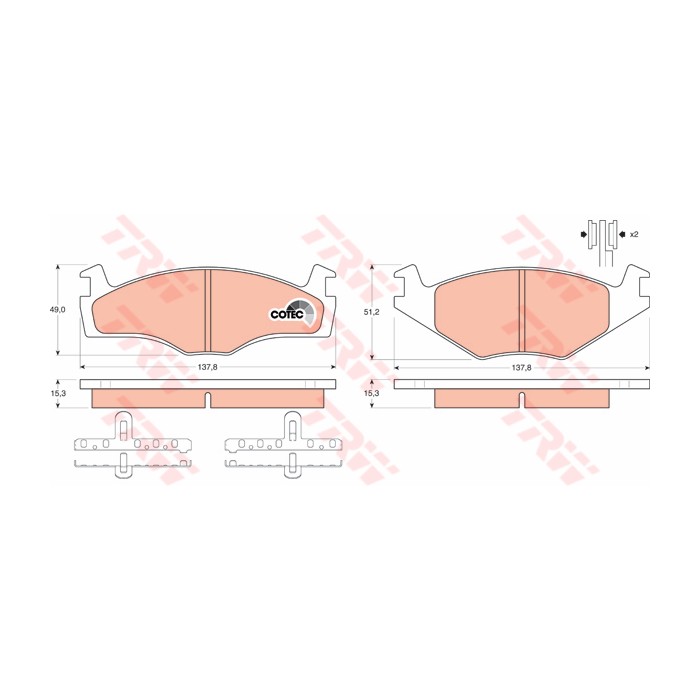 TRW COTEC Bremsbelagsatz, Scheibenbremse GDB459