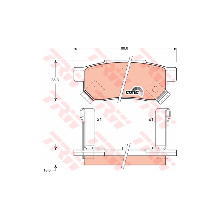 TRW COTEC Bremsbelagsatz, Scheibenbremse GDB499
