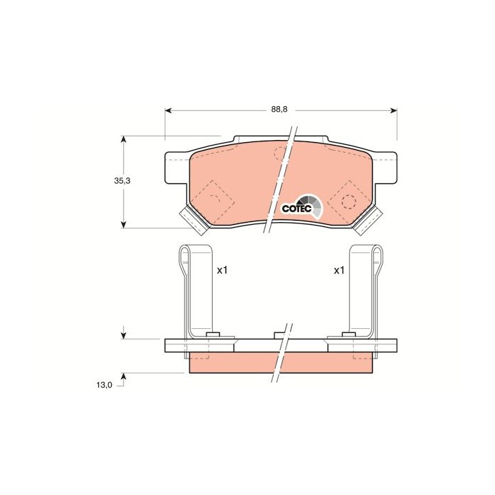 TRW COTEC Bremsbelagsatz, Scheibenbremse GDB499