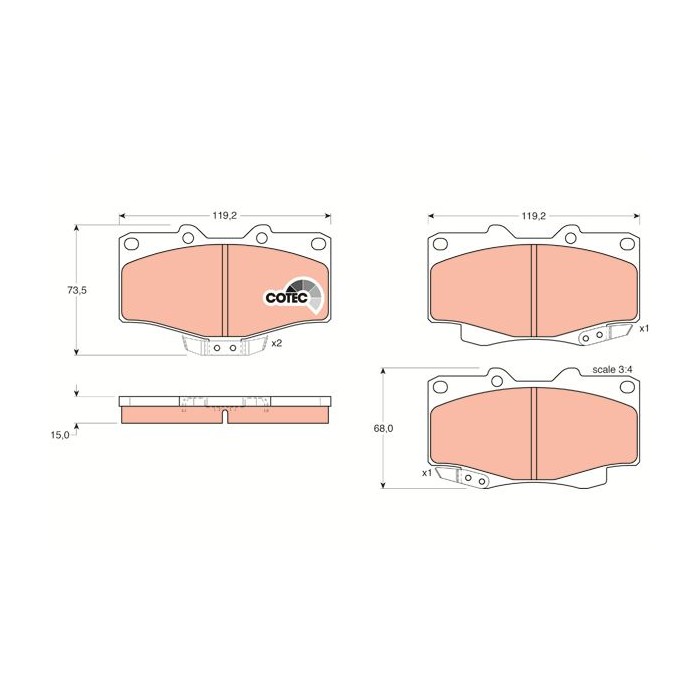 TRW COTEC Bremsbelagsatz, Scheibenbremse GDB797