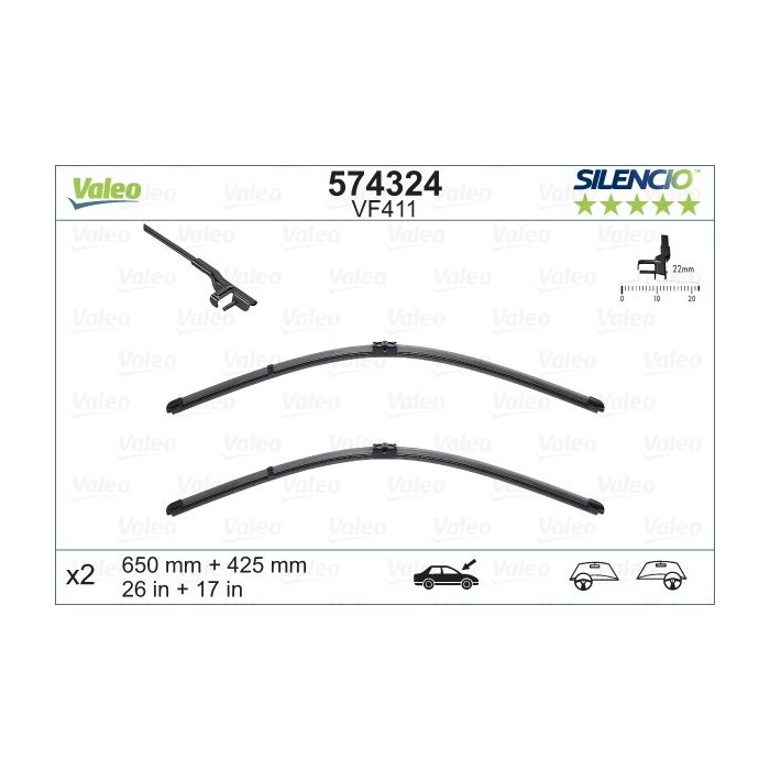 VALEO SILENCIO FLAT BLADE SET Wischblatt 574324