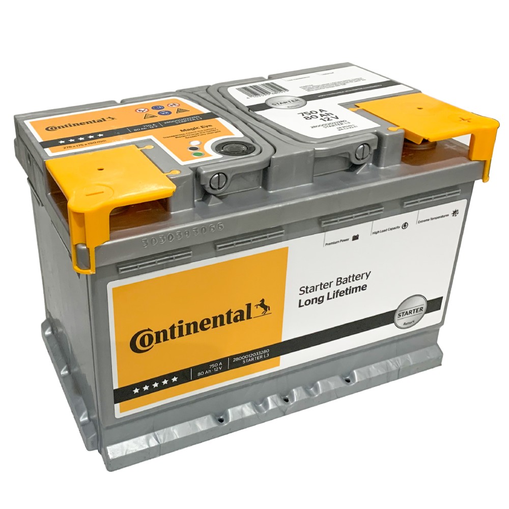 Continental Starterbatterie L3 80Ah 12v 750A Pluspol rechts  Fiamm 80 ah