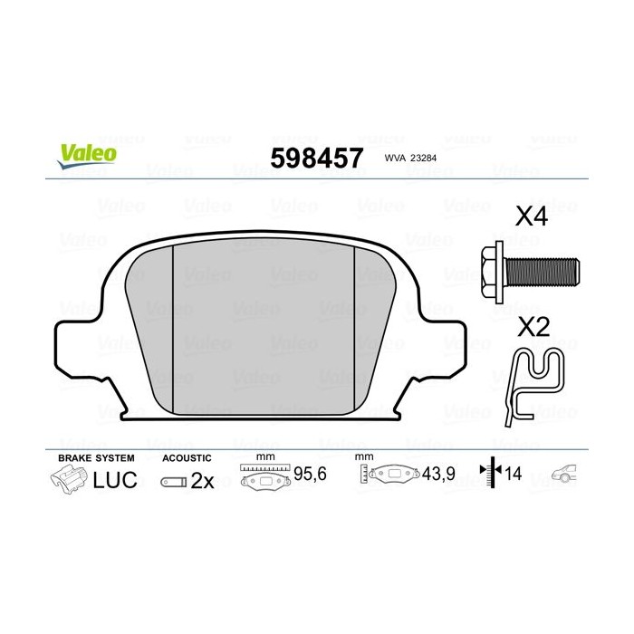 VALEO Bremsbelagsatz, Scheibenbremse 598457