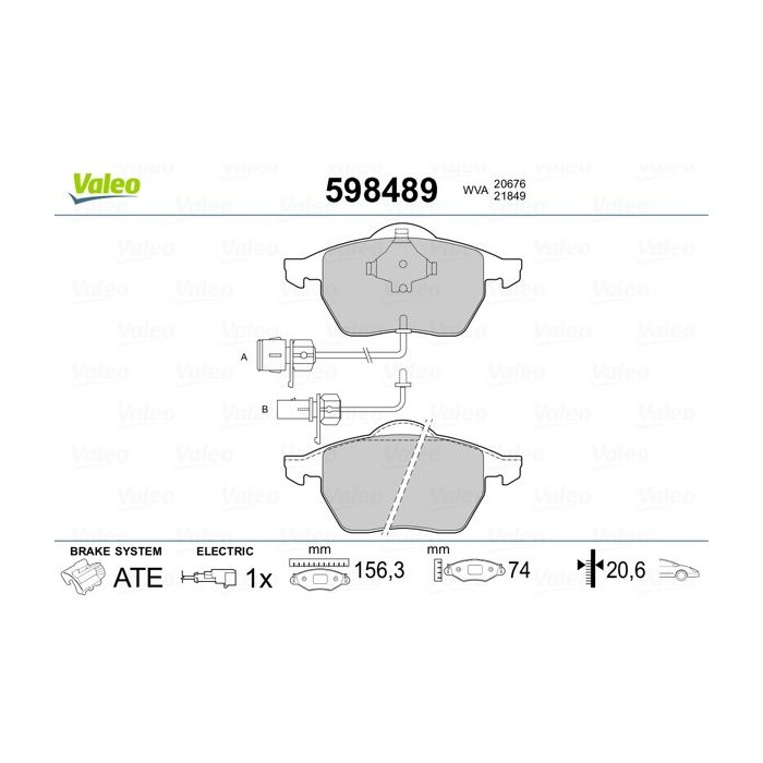 VALEO Bremsbelagsatz, Scheibenbremse 598489
