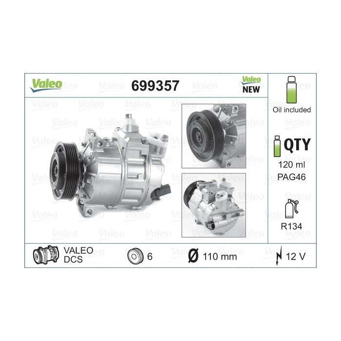 VALEO NEW ORIGINAL PART Kompressor, Klimaanlage 699357