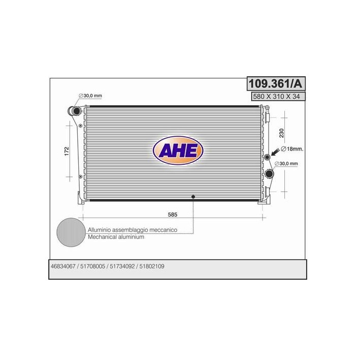 AHE Kühler, Motorkühlung 109.361/A
