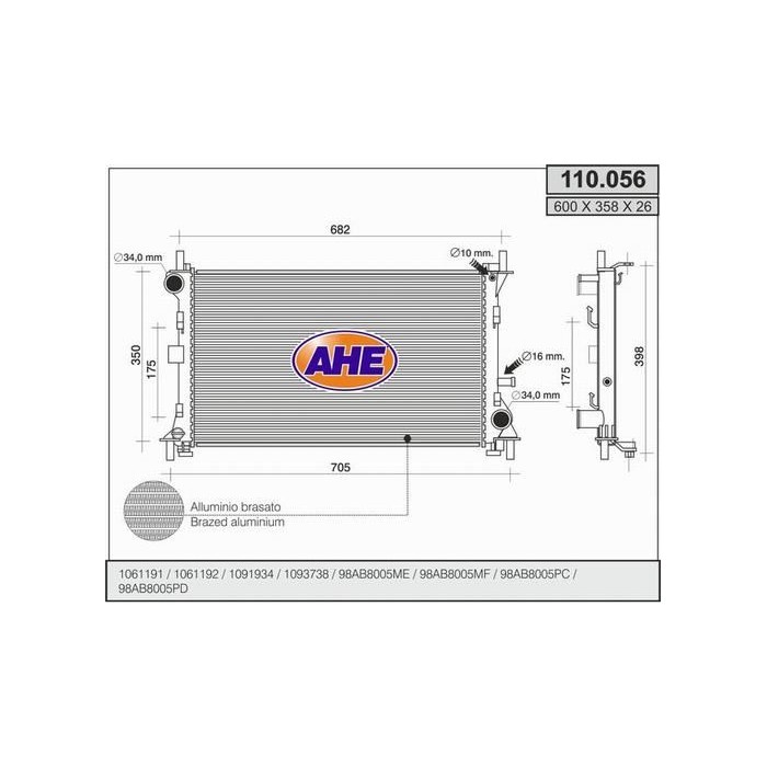 AHE Kühler, Motorkühlung 110.056