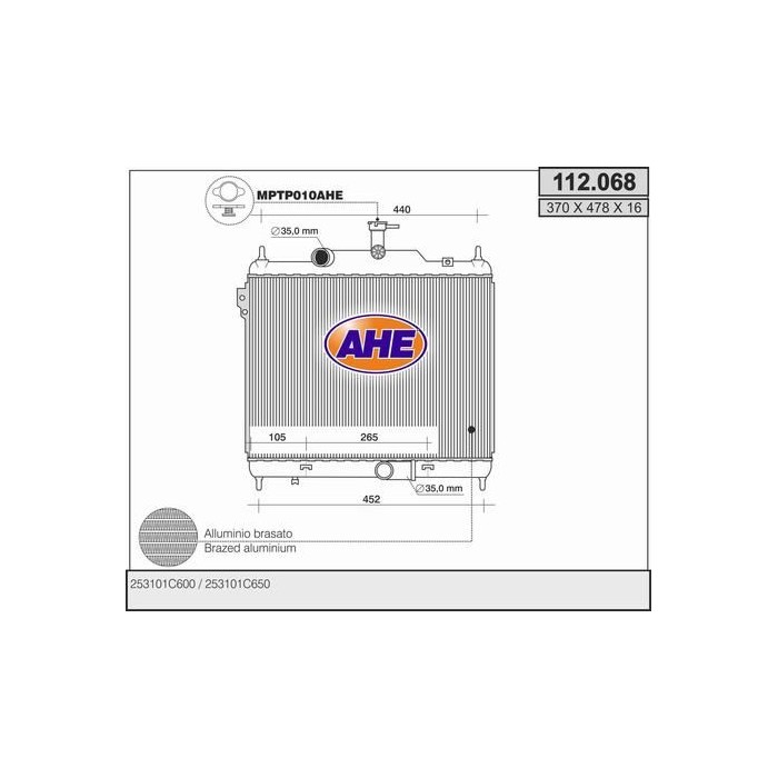 AHE Kühler, Motorkühlung 112.068