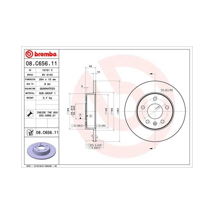 BREMBO COATED DISC LINE Bremsscheibe 08.C656.11