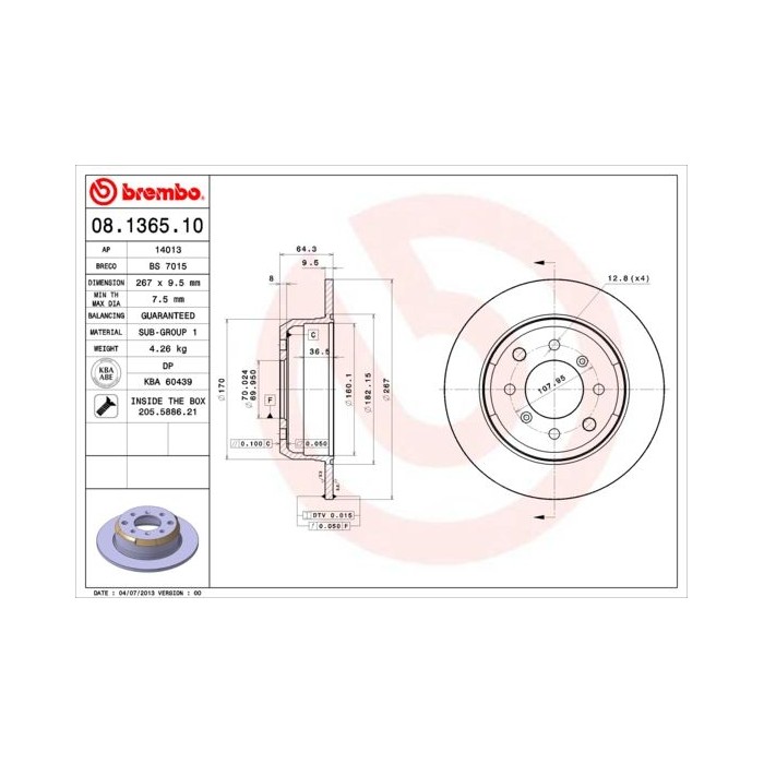 BREMBO Bremsscheibe 08.1365.10