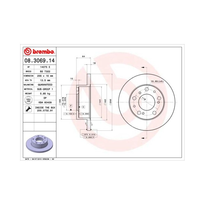 BREMBO Bremsscheibe 08.3069.14