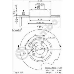 BREMBO Bremsscheibe 08.3126.24 Alfa, Lancia