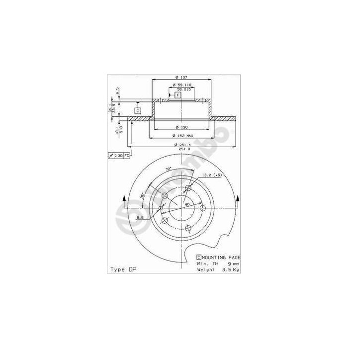 BREMBO Bremsscheibe 08.3126.24 Alfa, Lancia