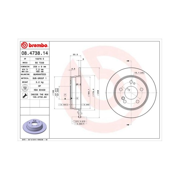 BREMBO Bremsscheibe 08.4738.14