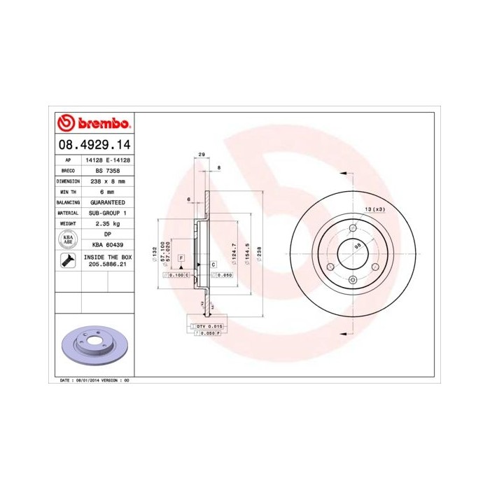 BREMBO Bremsscheibe 08.4929.14