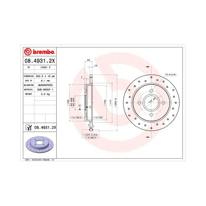 BREMBO XTRA LINE Bremsscheibe 08.4931.2X