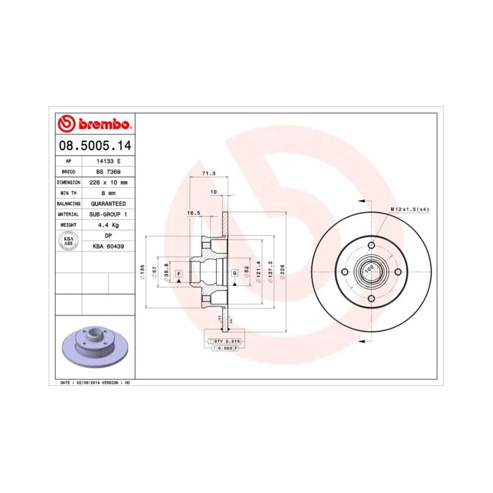 BREMBO Bremsscheibe 08.5005.14