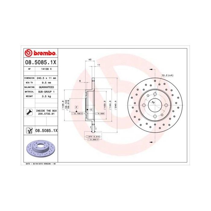 BREMBO XTRA LINE Bremsscheibe 08.5085.1X