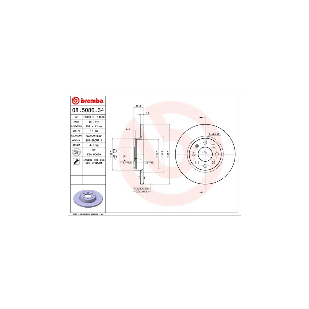 BREMBO Bremsscheibe 08.5086.34