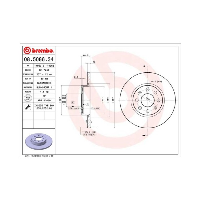 BREMBO Bremsscheibe 08.5086.34