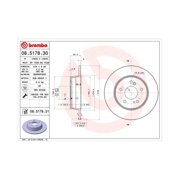 BREMBO COATED DISC LINE Bremsscheibe 08.5178.31