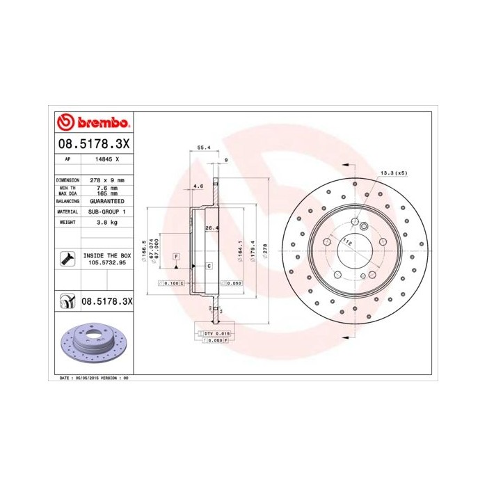 BREMBO XTRA LINE Bremsscheibe 08.5178.3X