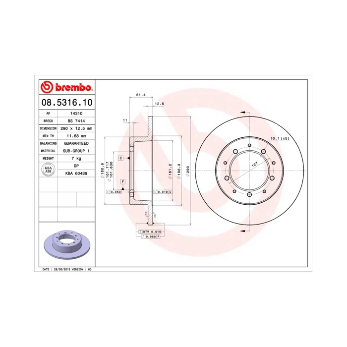 BREMBO Bremsscheibe 08.5316.10