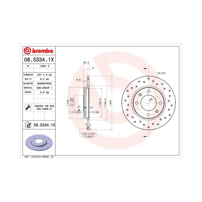 BREMBO XTRA LINE Bremsscheibe 08.5334.1X