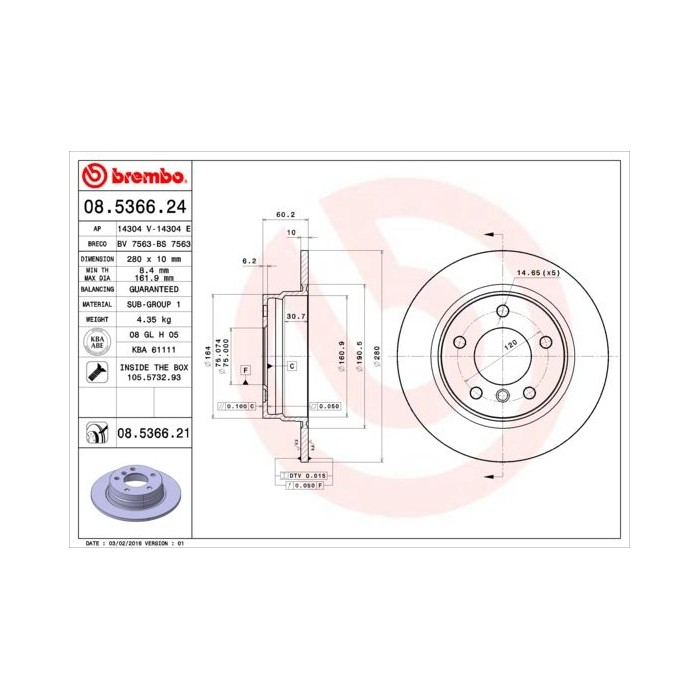 BREMBO COATED DISC LINE Bremsscheibe 08.5366.21