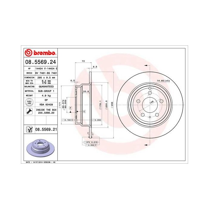 BREMBO COATED DISC LINE Bremsscheibe 08.5569.21