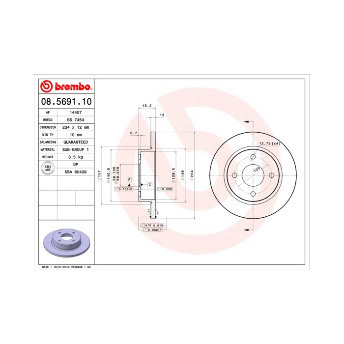 BREMBO Bremsscheibe 08.5691.10