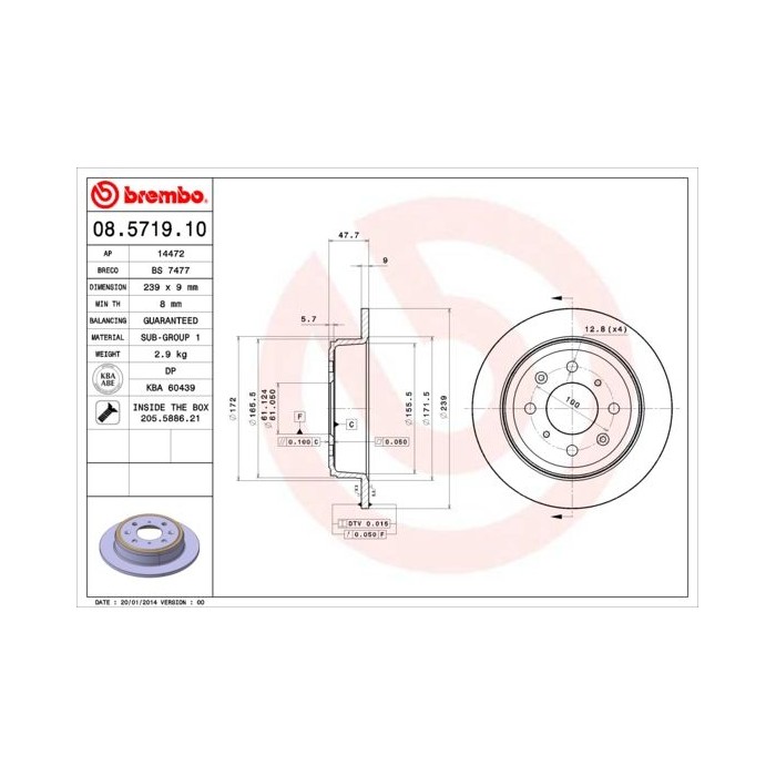 BREMBO Bremsscheibe 08.5719.10