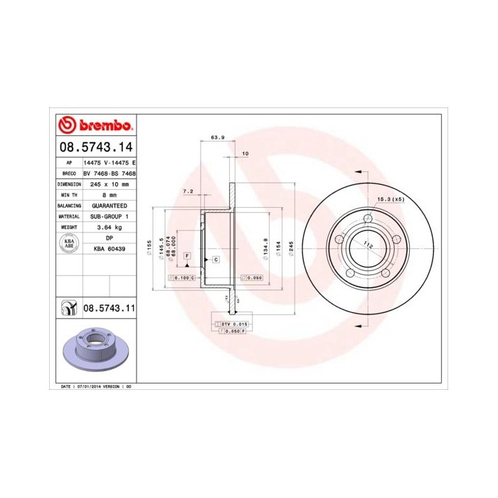 BREMBO COATED DISC LINE Bremsscheibe 08.5743.11