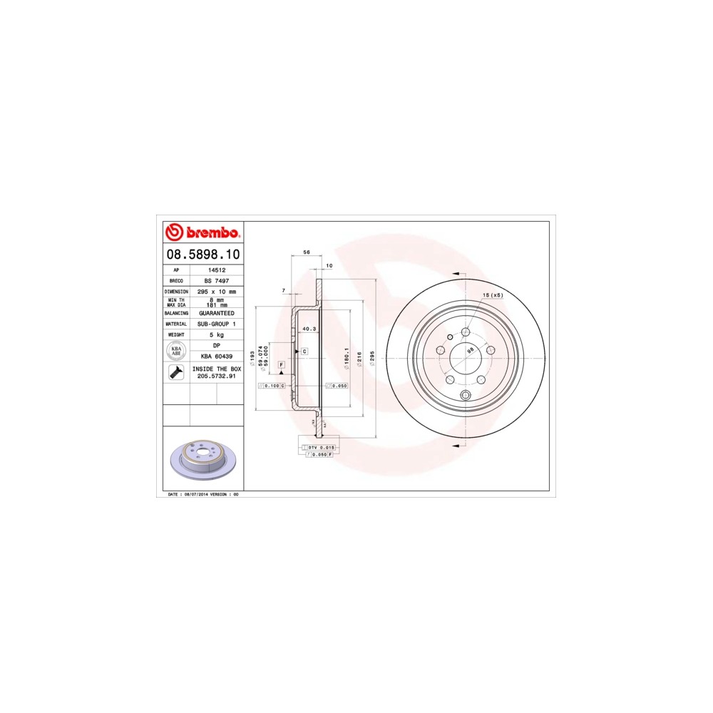 BREMBO Bremsscheibe 08.5898.10
